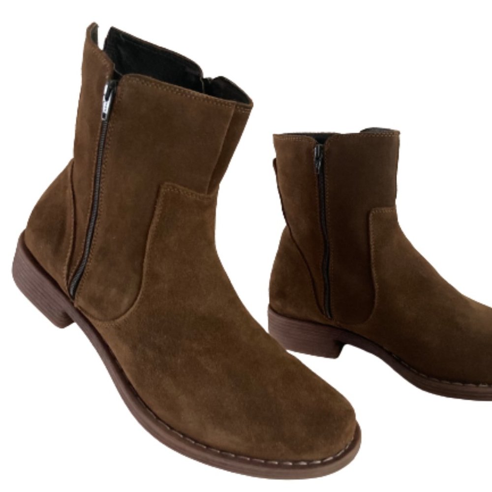 Franco Fortini Montana Men's Leather Ankle Boots Brown Double Side Zip Men's 10